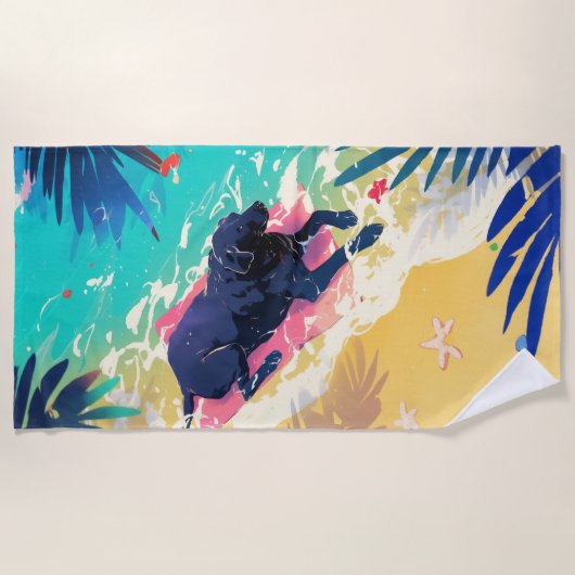 Schwarzes Labor Beach Days Handtuch (Vorderseite)