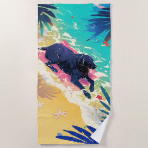 Schwarzes Labor Beach Days Handtuch