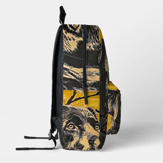Schwarzes Labor Bedruckter Rucksack (Links)