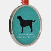 Schwarzes Labor Denken Sie an Ihr Design Silbernes Ornament (Rechts)