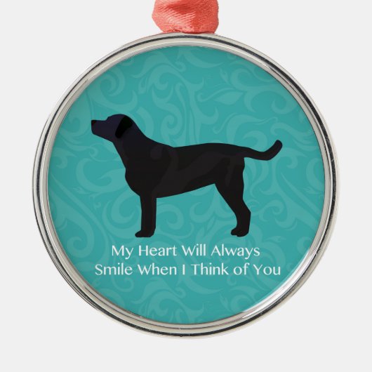 Schwarzes Labor Denken Sie an Ihr Design Silbernes Ornament (Vorne)