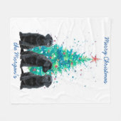 Schwarzes Labor Frohe Weihnachten Niedliche Welpe Fleecedecke (Vorderseite (Horizontal))