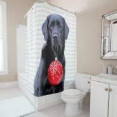 Schwarzes Labor Frohe Weihnachten - Niedlicher Lab Duschvorhang (Beispiel)