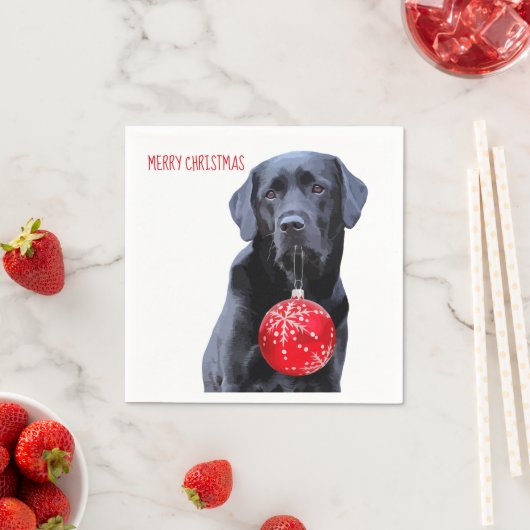 Schwarzes Labor Frohe Weihnachten - Niedlicher Lab Serviette (Beispiel)