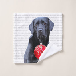 Schwarzes Labor Frohe Weihnachten - Niedlicher Lab Waschlappen