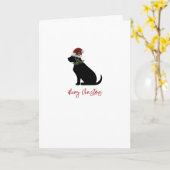 Schwarzes Labor Frohe Weihnachten Silhouette Spaß  Karte (Gelbe Blume)