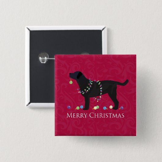 Schwarzes Labor Frohe Weihnachtsgestaltung Button (Vorne & Hinten)