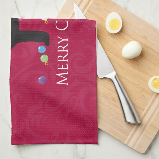 Schwarzes Labor Frohe Weihnachtsgestaltung Handtuch (Viertel Falte)