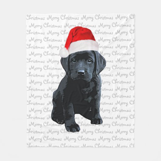 Schwarzes Labor Frohe Weihnachtshunde Labrador Fleecedecke (Vorderseite)