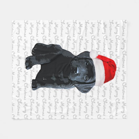 Schwarzes Labor Frohe Weihnachtshunde Labrador Fleecedecke (Vorderseite (Horizontal))