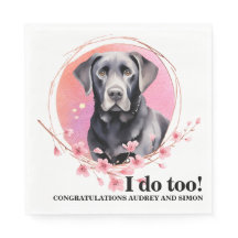 Schwarzes Labor Hochzeiten Napkins mit Foto von Hu