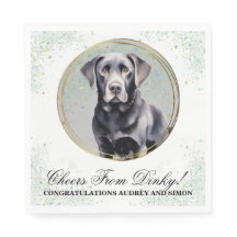 Schwarzes Labor Hochzeiten Napkins mit Foto von Hu