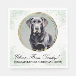 Schwarzes Labor Hochzeiten Napkins mit Foto von Hu Serviette