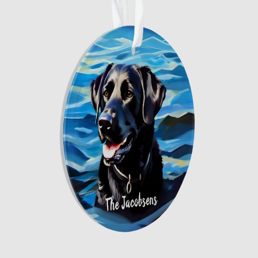 Schwarzes Labor in Wasser Ornament (Vorderseite)