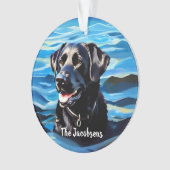 Schwarzes Labor in Wasser Ornament (Vorderseite)
