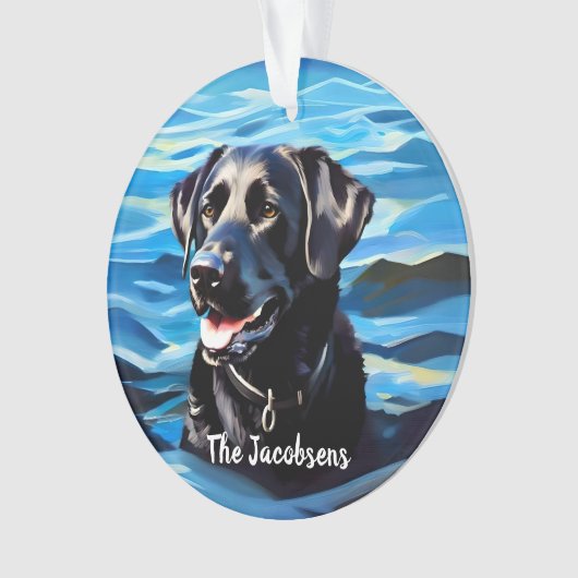 Schwarzes Labor in Wasser Ornament (Vorderseite)