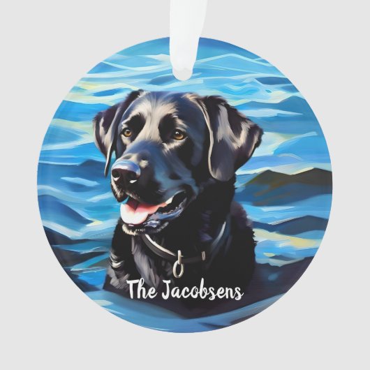 Schwarzes Labor in Wasser Ornament (Vorderseite)