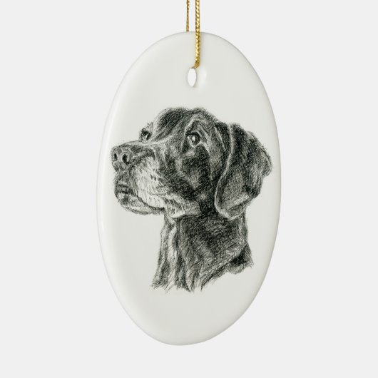 Schwarzes Labor Keramik Ornament (Rechts)