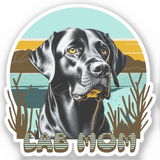Schwarzes Labor | Labrador Mama Hund Personalisier Aufkleber (Vorderseite)