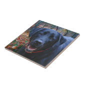 Schwarzes Labor mit Kunstmalerei auf Jagdhunde Fliese (Seite)