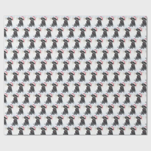 Schwarzes Labor mit Weihnachtsgeschenk oder Foto f Geschenkpapier (Flach)