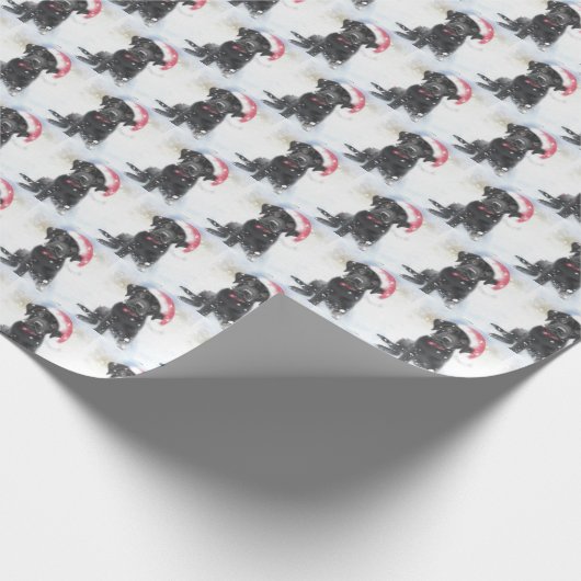 Schwarzes Labor mit Weihnachtsgeschenk oder Foto f Geschenkpapier (Ecke)