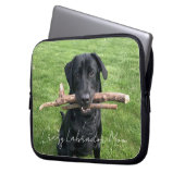 Schwarzes Labor mit zwei Sticks Personalisierter F Laptopschutzhülle (Vorderseite Links)