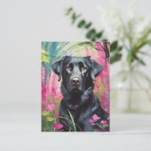 Schwarzes Labor Portrait Moderne Kunst Postkarte (Stehend Vorderseite)