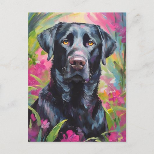 Schwarzes Labor Portrait Moderne Kunst Postkarte (Vorderseite)