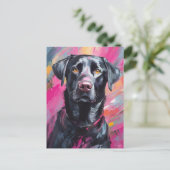 Schwarzes Labor Portrait Moderne Kunst Postkarte (Stehend Vorderseite)