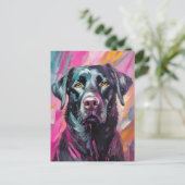 Schwarzes Labor Portrait Moderne Kunst Postkarte (Stehend Vorderseite)