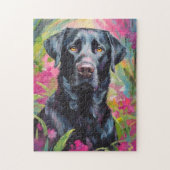 Schwarzes Labor Portrait Moderne Kunst Puzzle (Vertikal)