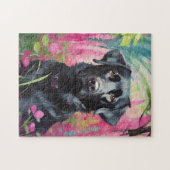 Schwarzes Labor Portrait Moderne Kunst Puzzle (Horizontal)