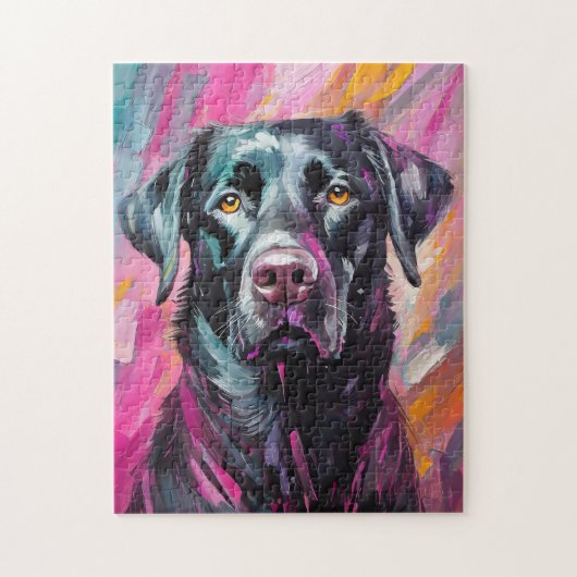 Schwarzes Labor Portrait Moderne Kunst Puzzle (Vertikal)