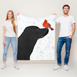 Schwarzes Labor und Kardinal Weihnachten Fleecedecke