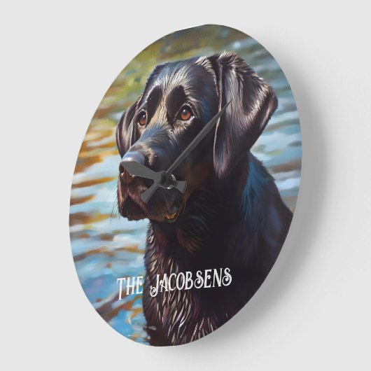 Schwarzes Labor und See Große Wanduhr (Winkel)