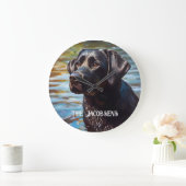 Schwarzes Labor und See Große Wanduhr (Zuhause)