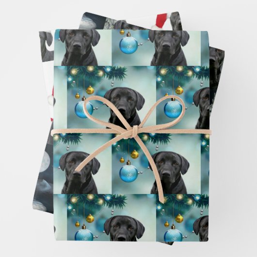 Schwarzes Labor Weihnachten Geschenkpapier Set (Beispiel)
