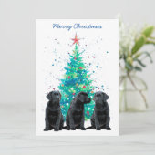 Schwarzes Labor Weihnachten Merry Labrador Niedlic Einladung (Stehend Vorderseite)