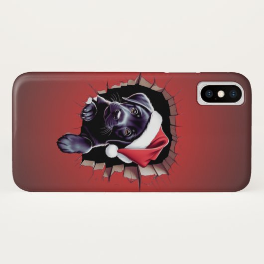 Schwarzes Labor Welpe in festlicher Weihnachtsmann Case-Mate iPhone Hülle (Rückseite (Horizontal))