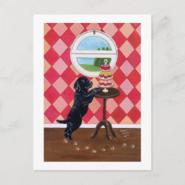 Schwarzes Labor Welpe mit Cupcakes Postkarte