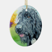 Schwarzes Labradoodle Keramik Ornament (Rechts)