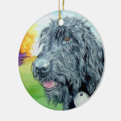Schwarzes Labradoodle Keramik Ornament (Links)