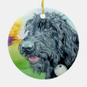 Schwarzes Labradoodle Keramik Ornament (Hinten)
