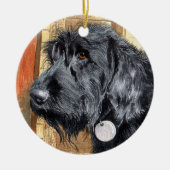 Schwarzes Labradoodle Keramik Ornament (Vorne)