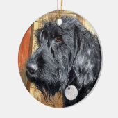Schwarzes Labradoodle Keramik Ornament (Links)