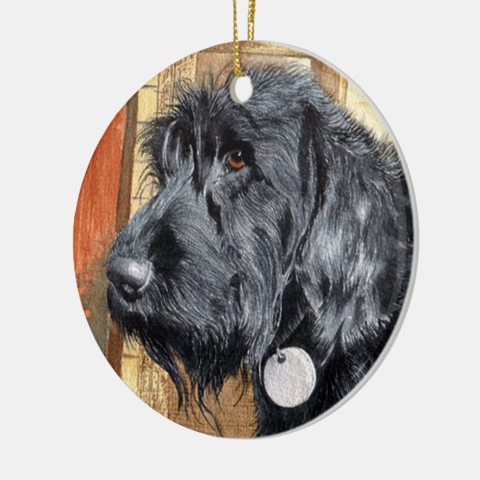 Schwarzes Labradoodle Keramik Ornament (Links)