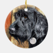 Schwarzes Labradoodle Keramik Ornament (Hinten)