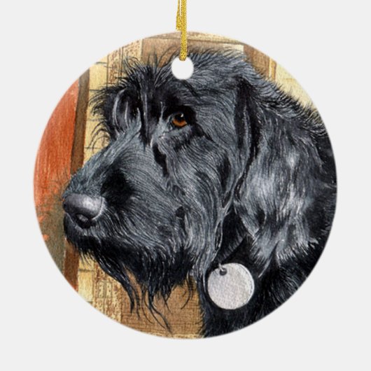 Schwarzes Labradoodle Keramik Ornament (Hinten)