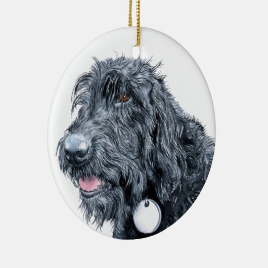 Schwarzes Labradoodle Keramikornament (Rechts)